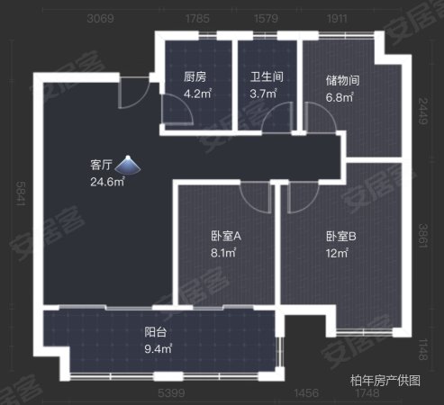 文一锦门北韵3室2厅1卫93.46㎡南北85万