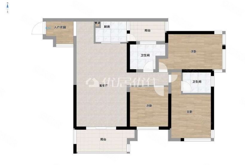 盛天小世界3室2厅2卫100㎡西南83万