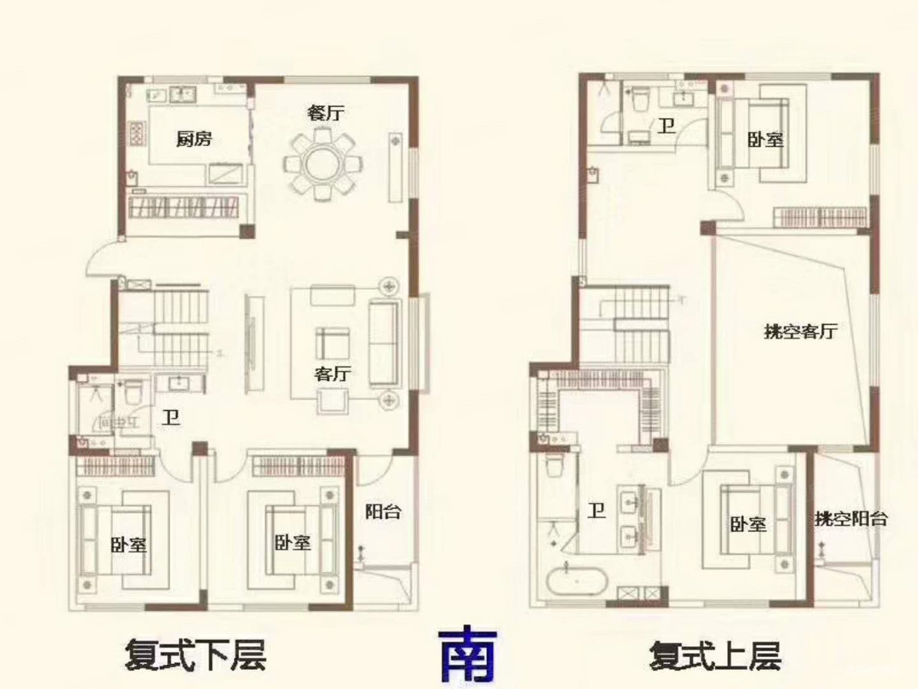 边户复式两层挑空客厅大落地窗好位置临河观景北龙湖