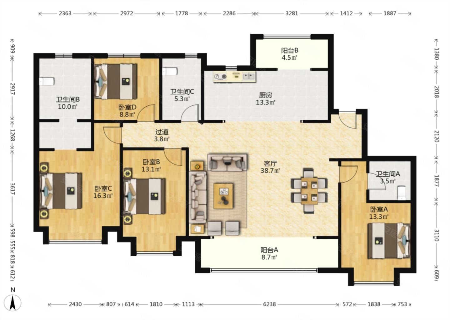 业主急售高新路万达天玺大横厅落地窗可按揭两梯两户