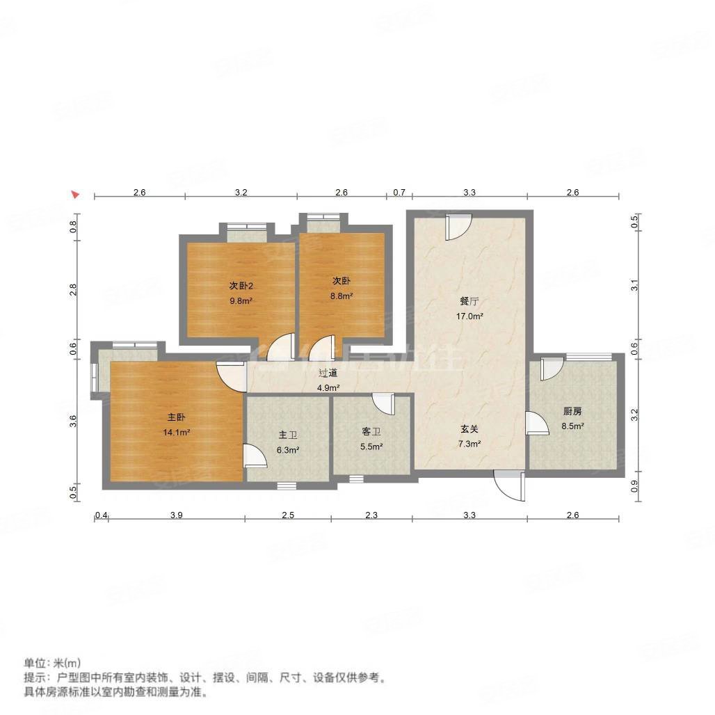 东湖花园115平3房两卫 朝南 户型方正看房方便,东湖花园二手房,175万