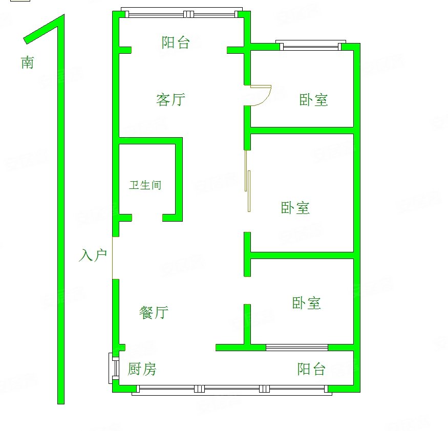 双路小区3室2厅1卫87㎡南北118万