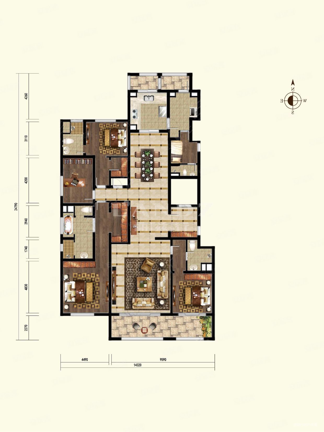 融创外滩壹号院4室2厅3卫289.45㎡南北7300万