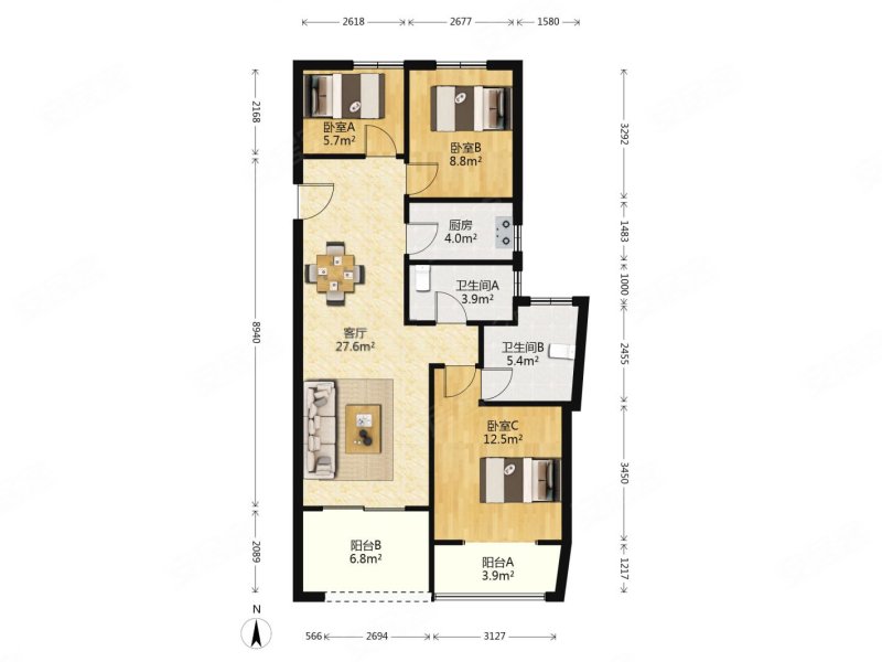 视野好,无遮挡,南北朝向,业主诚心卖,融信杭州公馆二手房,702万,3室2