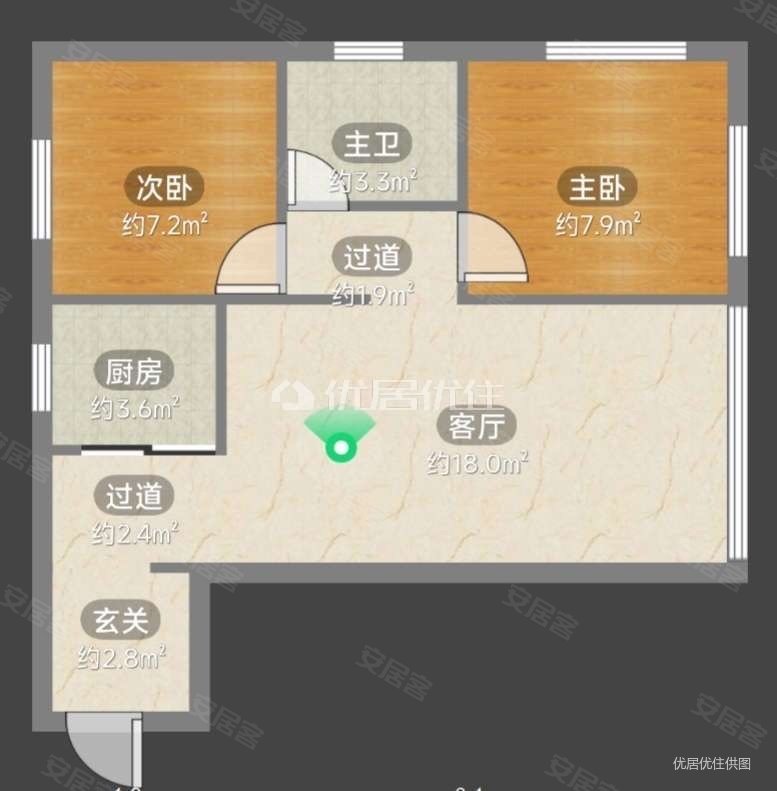 两江慧谷2室2厅1卫62.5㎡南北68.5万