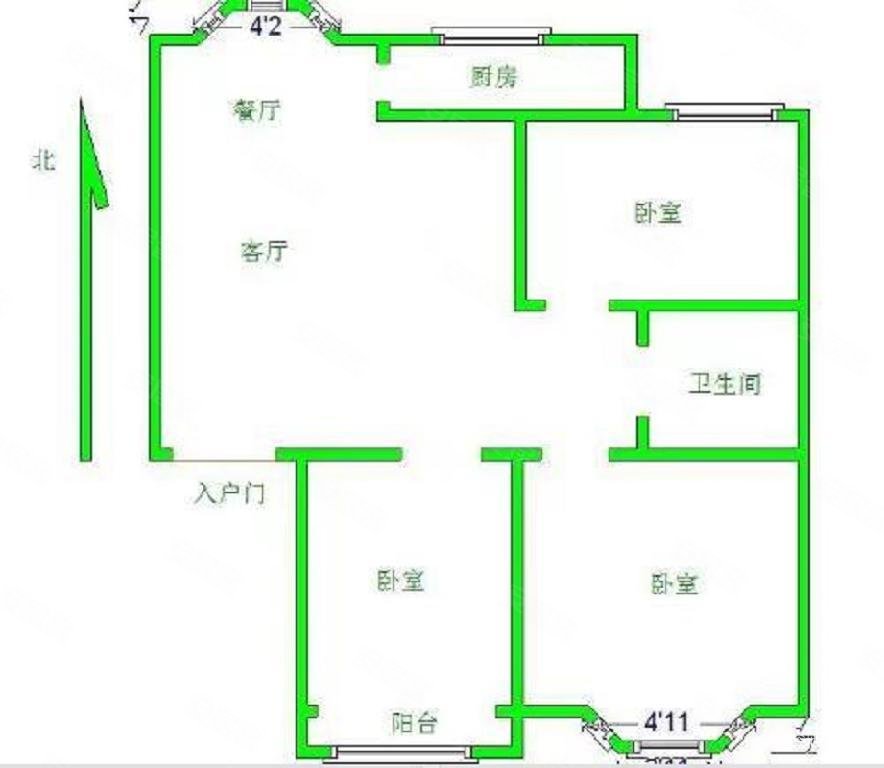 新世纪花园(A区)3室2厅1卫102㎡南北74.5万