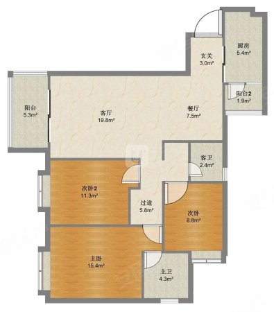 雍华阁3室2厅2卫118㎡南北115万