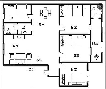 嘉荷小区3室2厅2卫128.23㎡南北34万