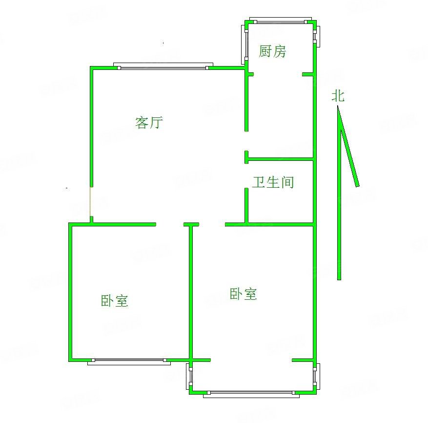 物资局宿舍2室2厅1卫64㎡南北42万