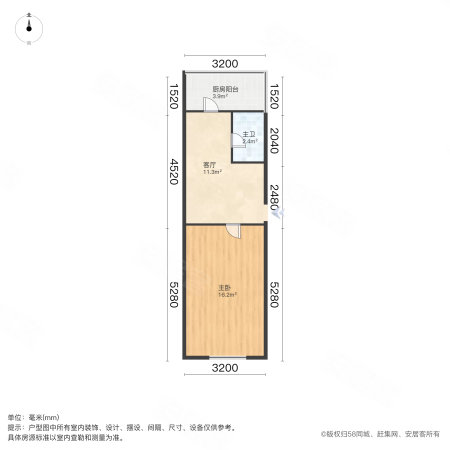 泊江东里1室1厅1卫40.87㎡南北109万