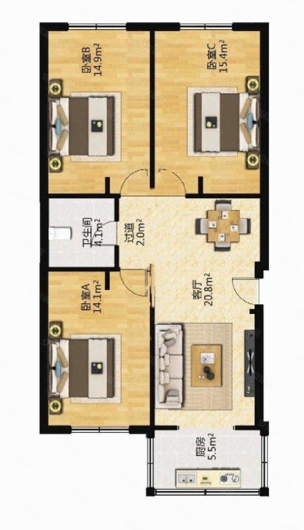 尖山街半封闭小区首付10万田字格户型南北通透靠近车站