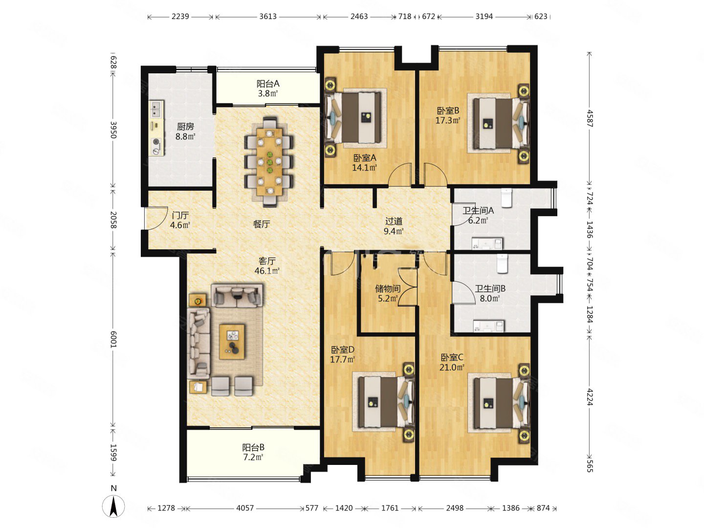 金地湖城大境天锦高层四室精装修满二板式楼