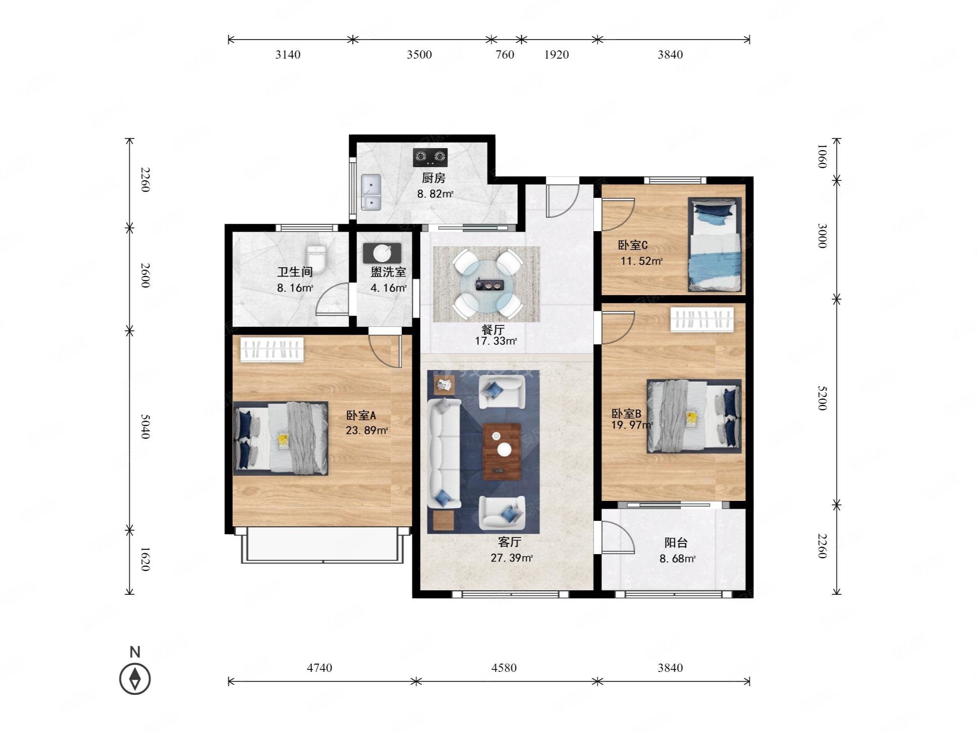 全明户型无改动 视野好 置换诚售,大城小院(公寓住宅)二手房,150万,3