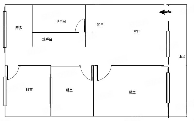 茂源公寓3室1厅1卫87㎡南北32.6万