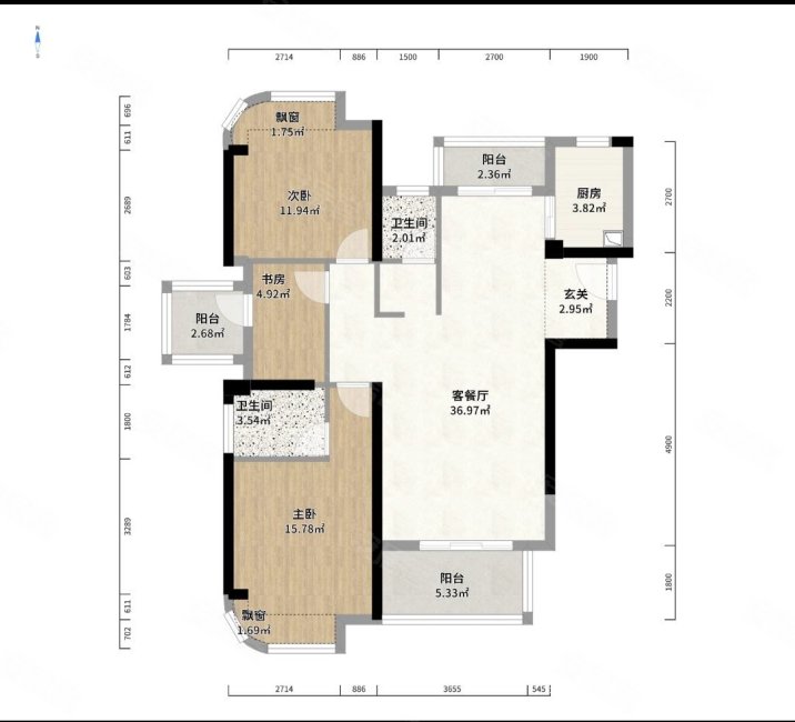 融信白宫3室2厅2卫118.32㎡南北243万