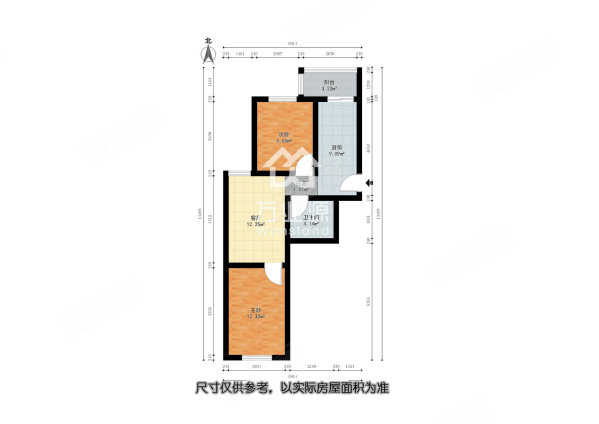 迁安里2室1厅1卫65.78㎡南北78万