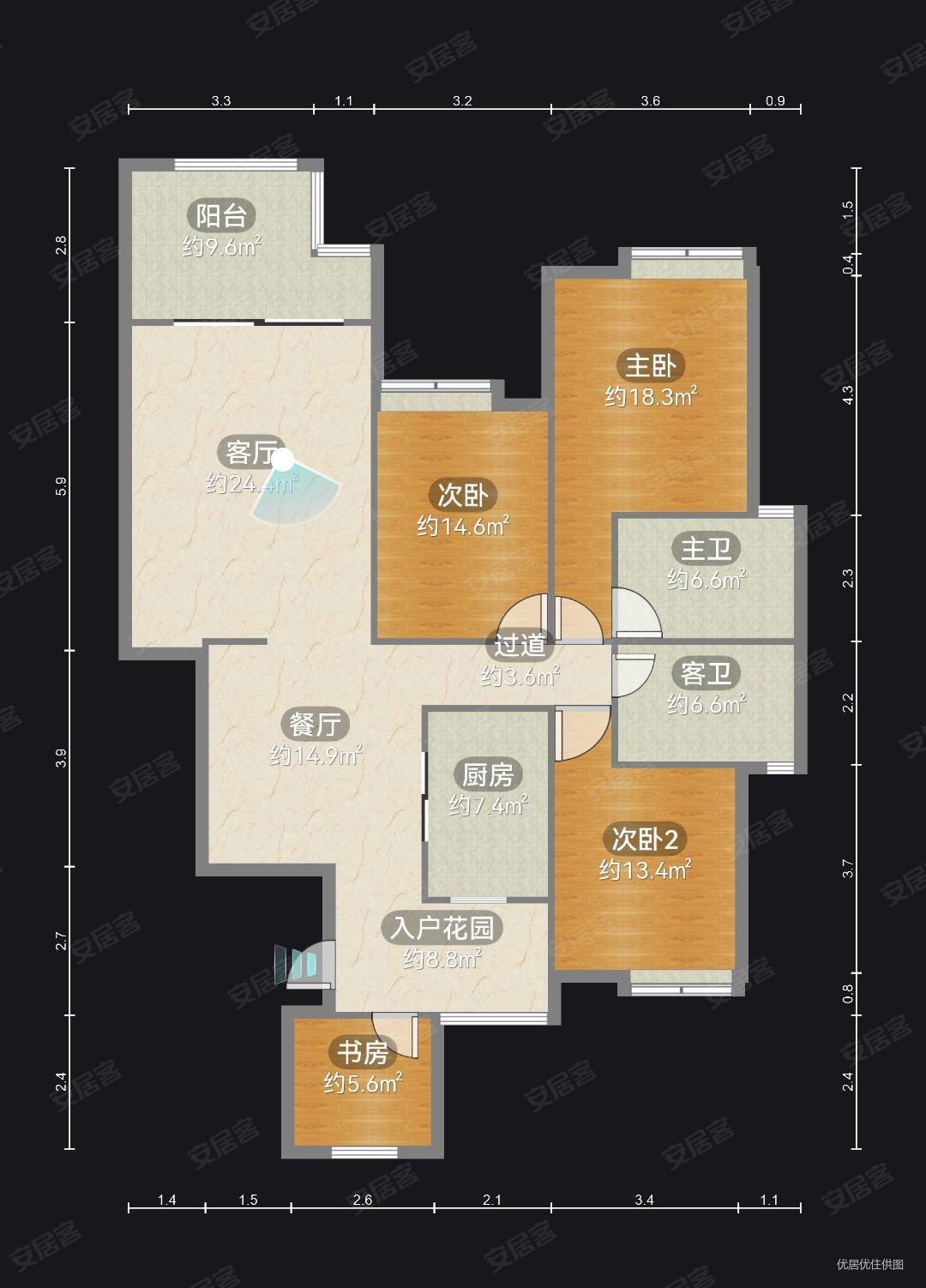 世纪城龙泽苑精装三房