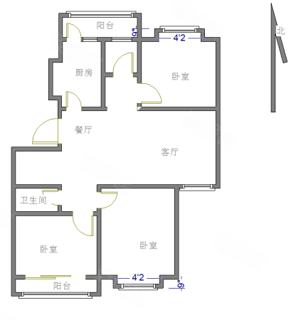 锦绣花园3室2厅2卫101.29㎡南北88万