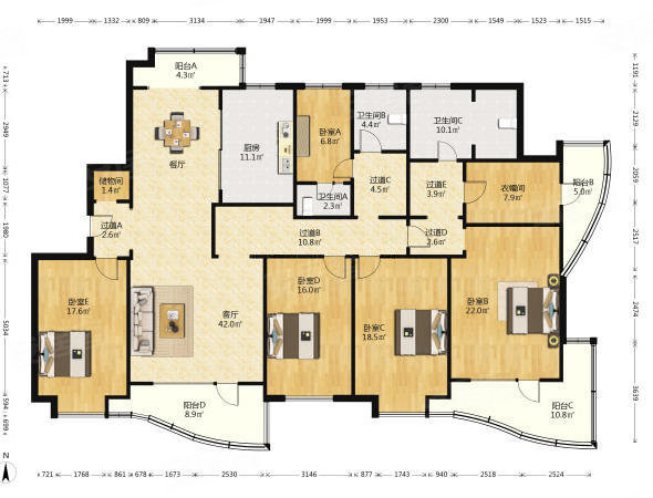 鲁信长春花园5室2厅3卫258.33㎡南北688万