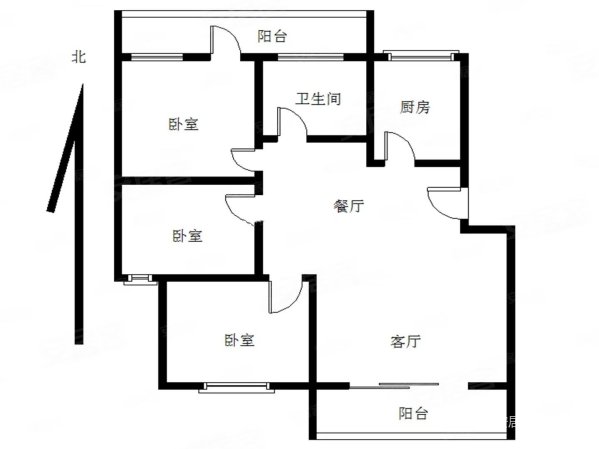 岳口小区3室2厅1卫101.26㎡南129万