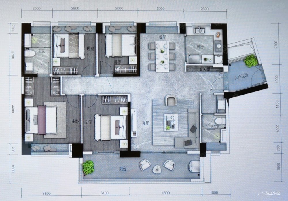 亚运城天逸4室2厅2卫138.46㎡南北360万