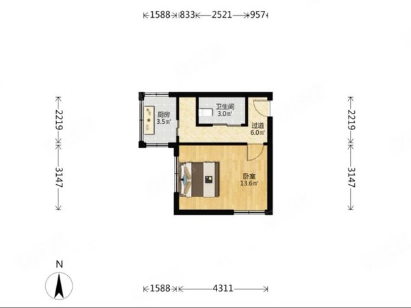 大连中山三八广场新乐里三八广场，比优特附近，一室一厅高楼层，家电齐全拎包入住的出租房源真实图片