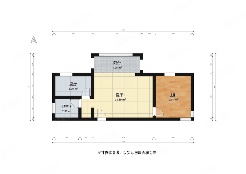 城际美景1室1厅1卫58.81㎡南40万