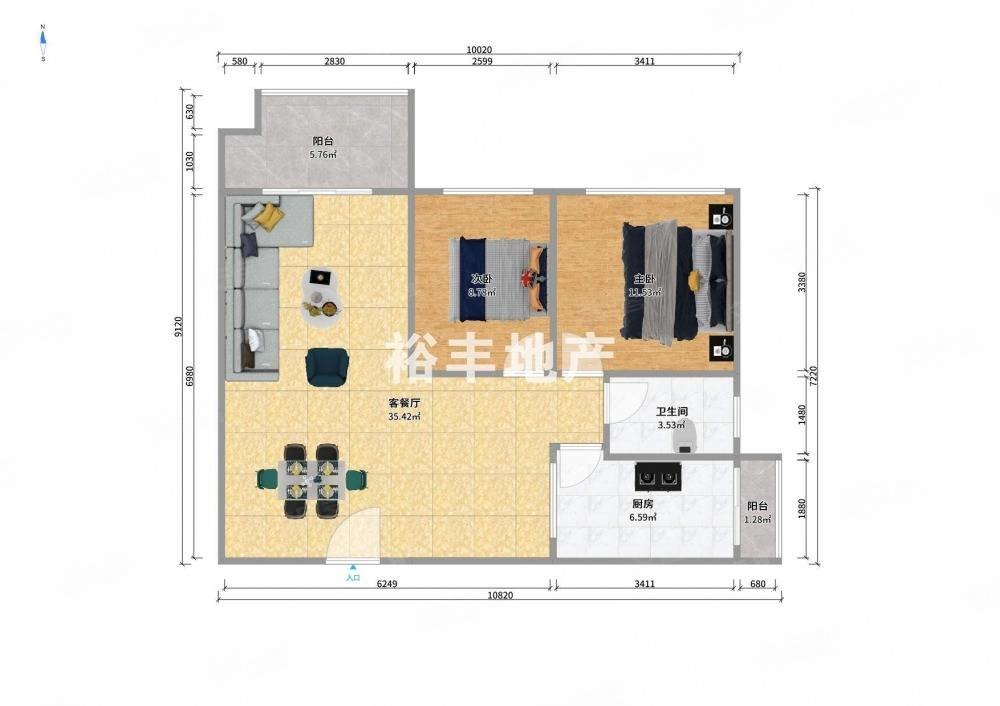 人和春天花园2室2厅1卫82㎡东北82万