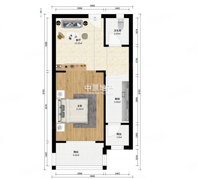 金谷园1室1厅1卫内街全南户型