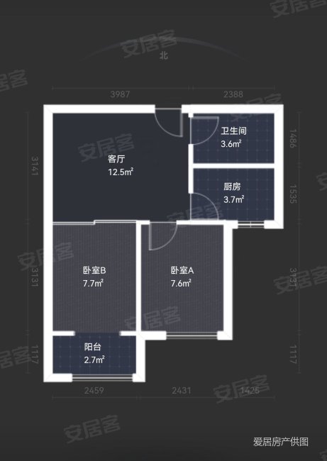 亿润领城2室1厅1卫52.67㎡南70万