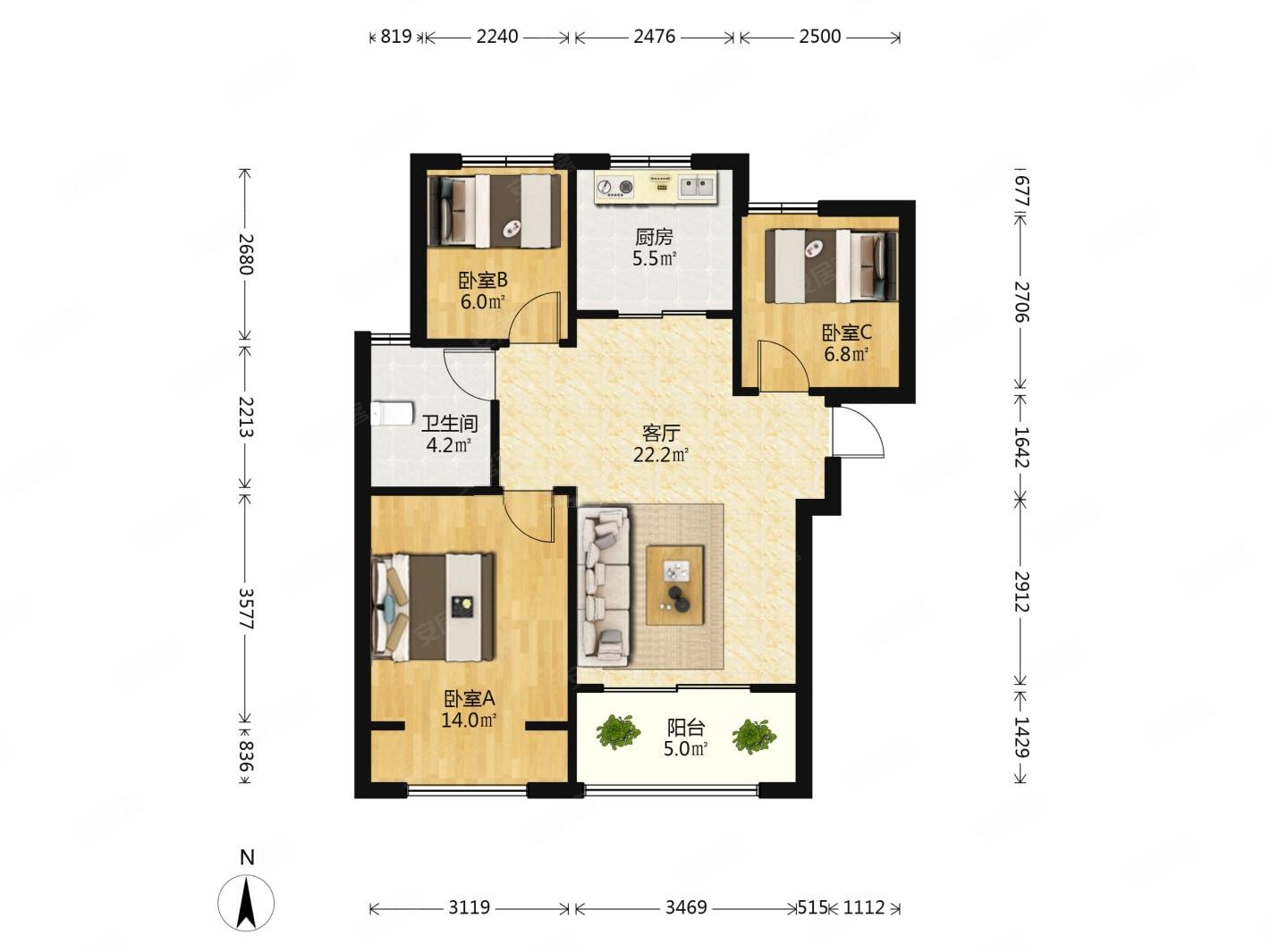 此房满两年 户型方正 拎包入住无遮挡视野好采光好,佳兆业城市广场