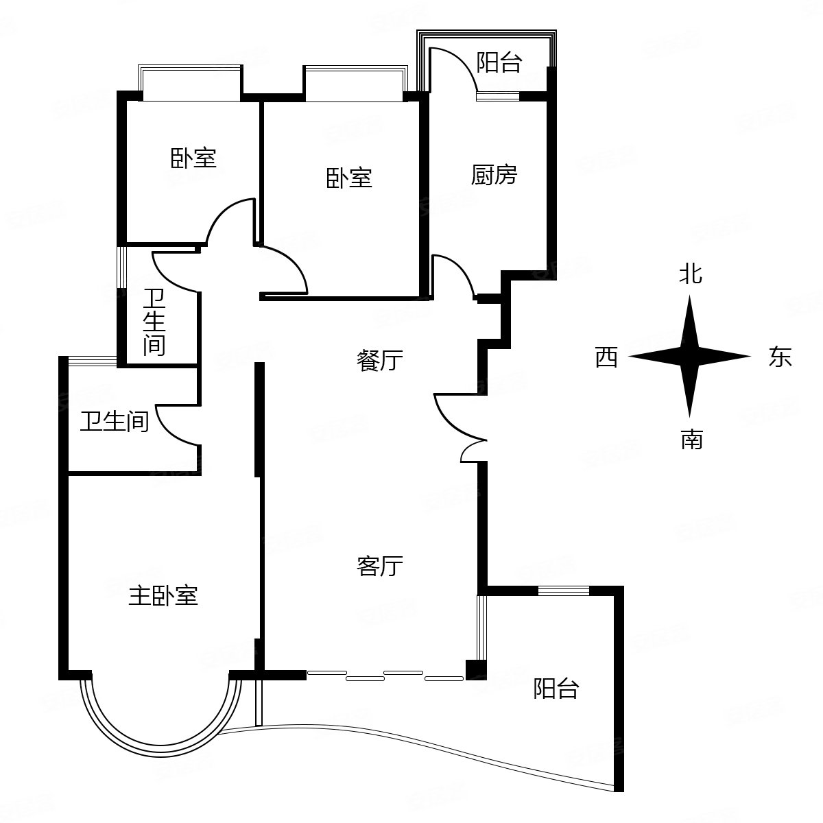 罗马家园3室2厅2卫128㎡南北600万