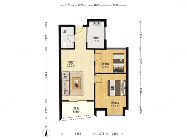 【多图】三江名苑,闻堰租房,三江名苑精装修两室一厅,一厨一卫,无物业