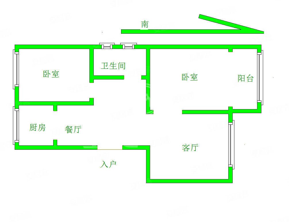 福华公寓2室2厅1卫100.39㎡南北74万