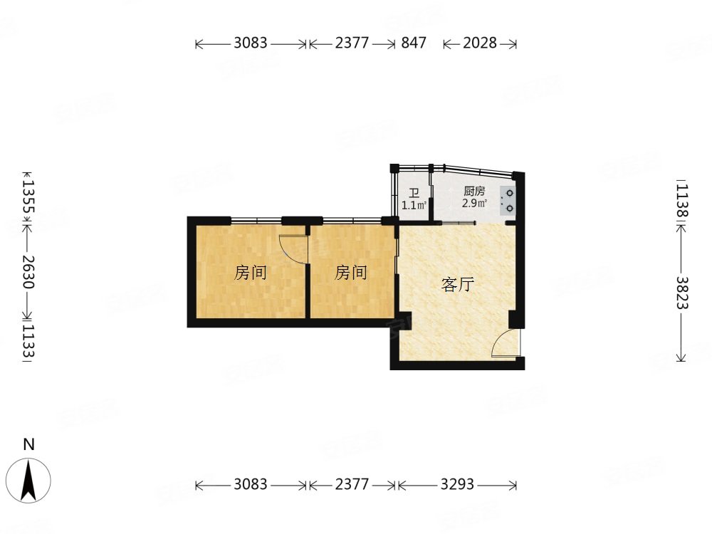 赤岗三街小区2室1厅1卫38㎡北118万