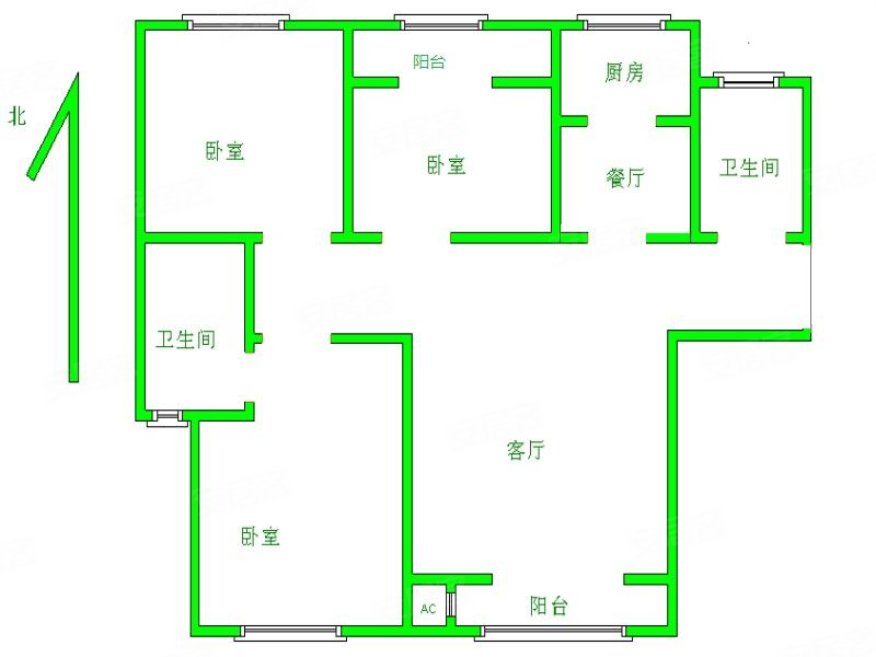 欣雅苑3室2厅2卫126㎡南北140万