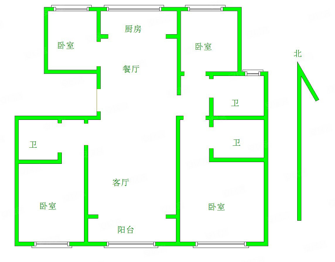 孟达中央帝景4室2厅3卫175㎡南北210万