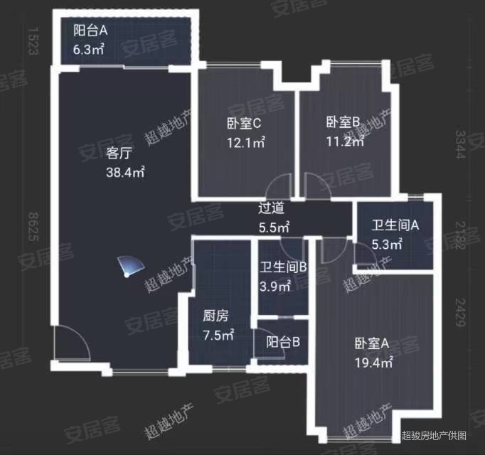 佛奥康桥水岸3室2厅2卫97.52㎡东北105万