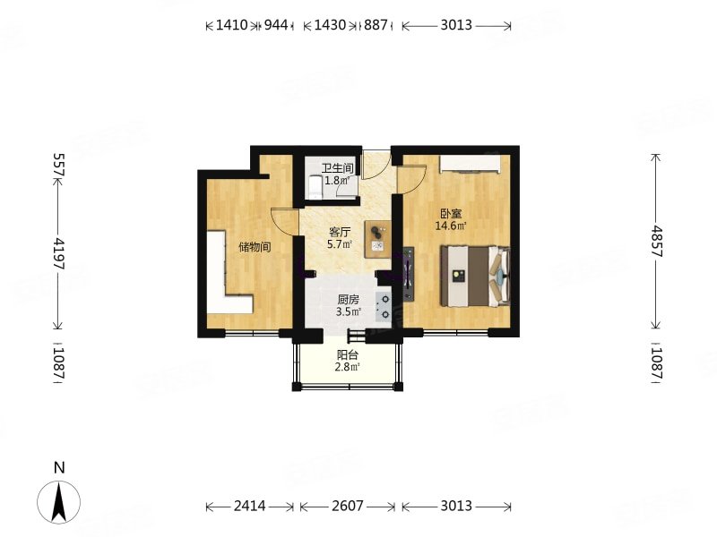 王致和宿舍2室1厅1卫52㎡南390万