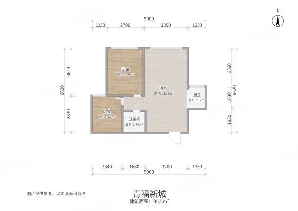 青福新城2室2厅1卫95.5㎡南55万