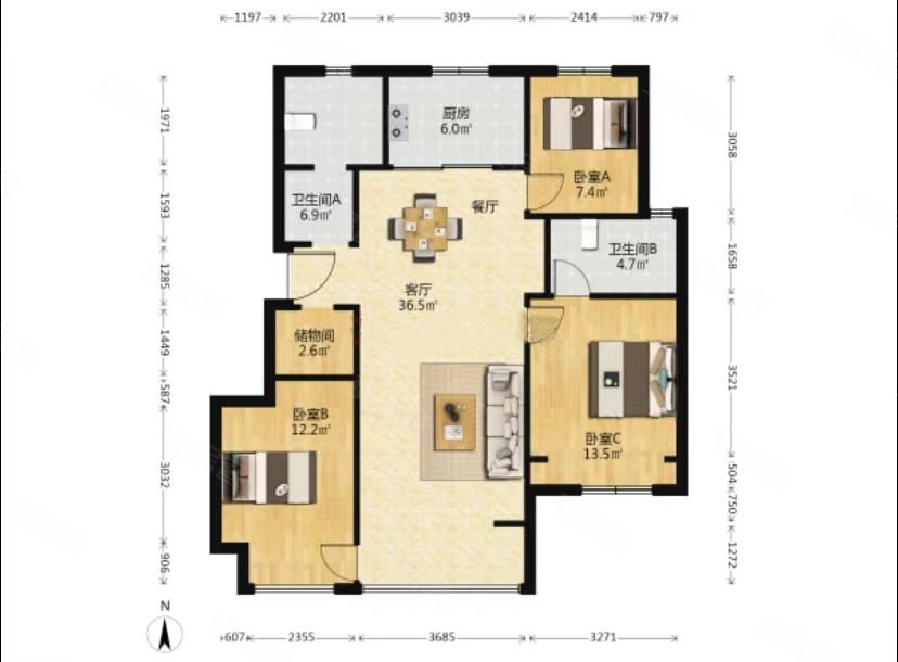 精装修三室两卫,好楼层好位置,一天未住,送车位近地铁,大连金地城二手