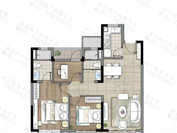 上青佳园 长寿路繁华商圈 全新简约风格 两房两卫 稍纵即逝