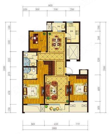 章丘高速绿城玉兰花园3室2厅2卫143㎡南北105万