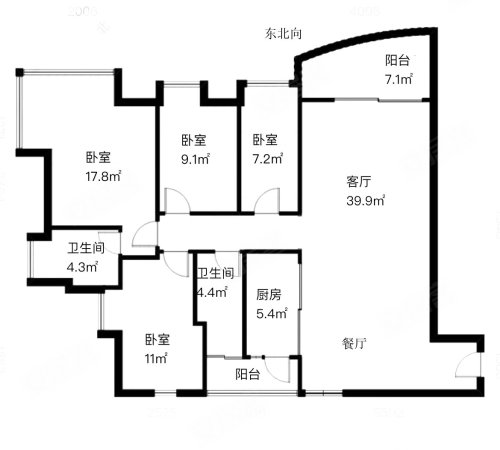 理想蓝堡国际花园4室2厅2卫143㎡南1198万