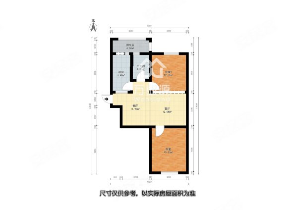 珠江里(滨海)2室2厅1卫77.54㎡南北110万