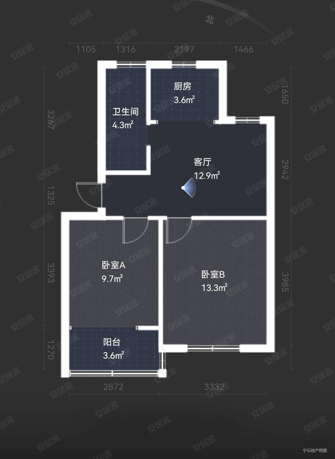 南京市江宁医院住宅区2室2厅1卫54.28㎡南北125万