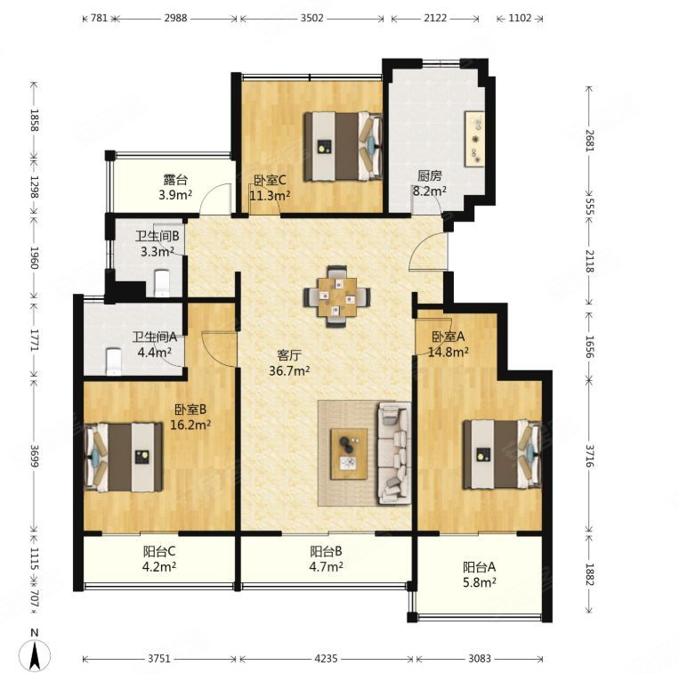 荷澜庭新上多层电梯洋房70万新装一天没有入住看房随时