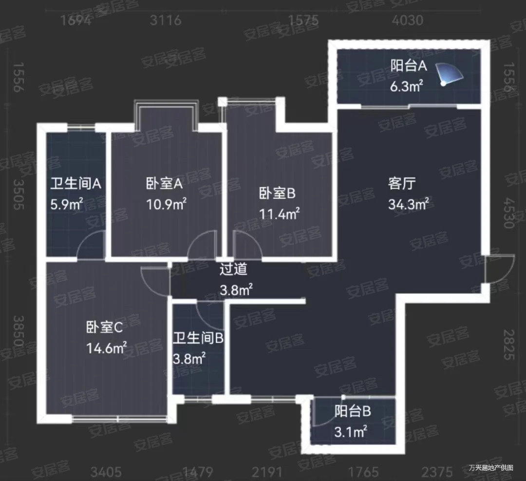 北部湾海港城3室2厅2卫117㎡南北51.2万