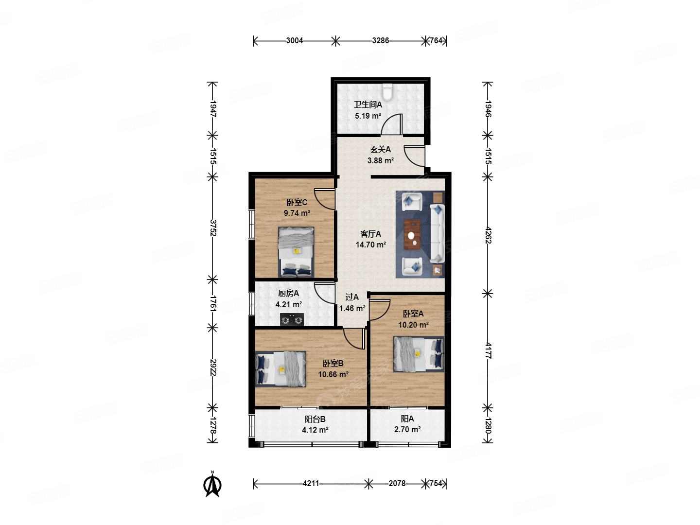 芍药居北里二区新上西南朝向满五3室1厅