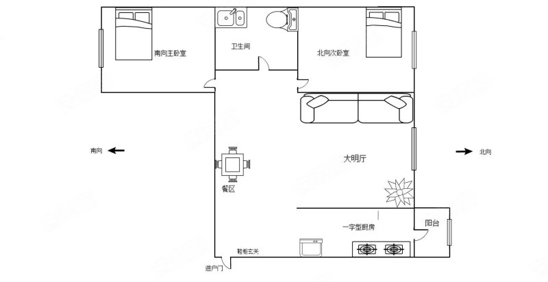 水泵厂家属楼2室2厅1卫64.86㎡东西52.5万